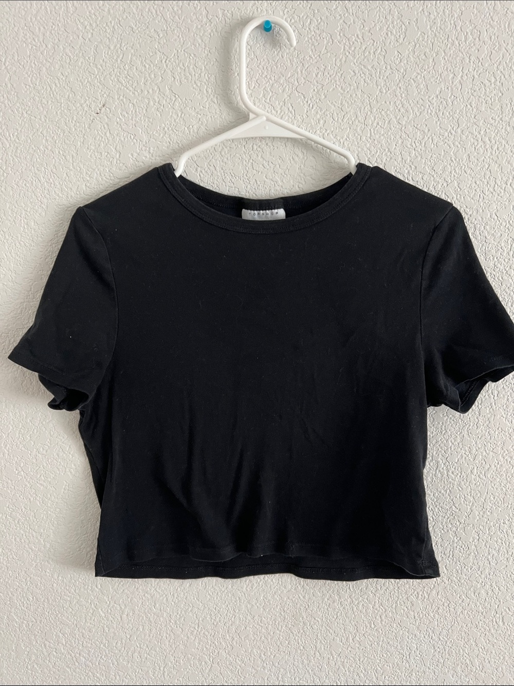 Topshop Black Short Sleeve Crop Tee